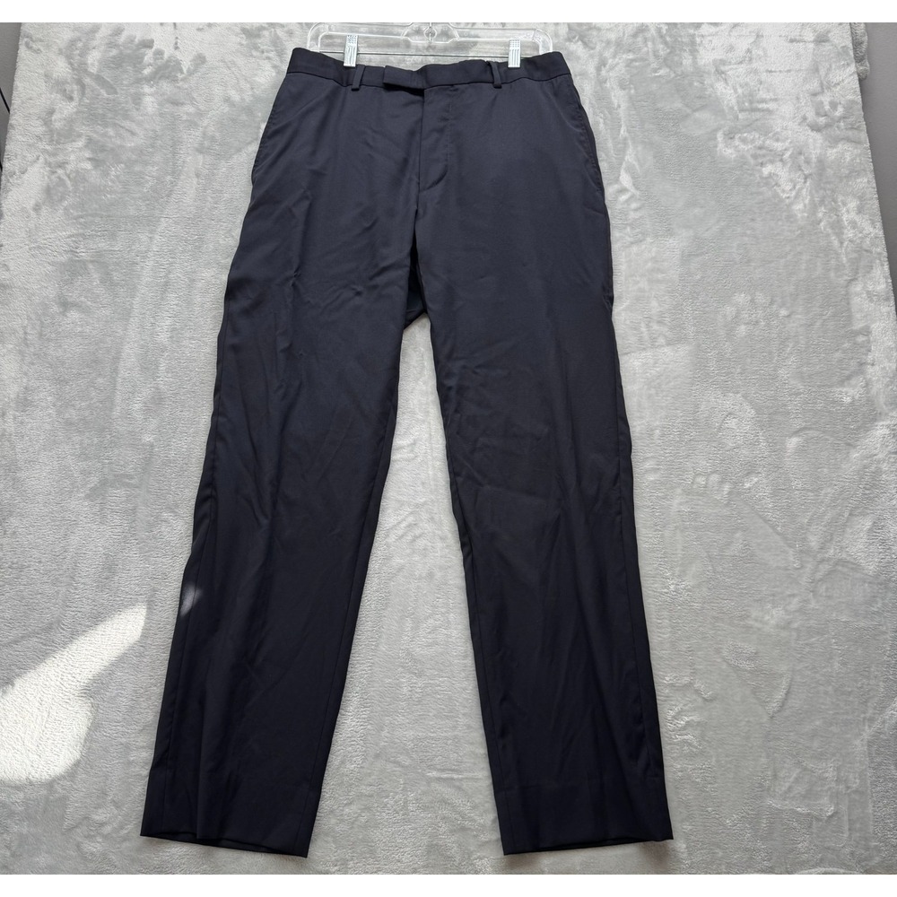 Boss Hugo Boss James Brown US Pants Mens 33R Black Flat Front Dress Trousers